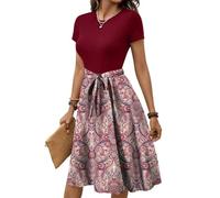 Sommerkleid Damen Kleider Rundhals Cocktailkleid A Linien Kleid Sommer Hochzeit Freizeitkleid Weißes Wedding Guest Dress Vintage Viskose Landhausmode Midsommar Elegantes Festlich