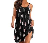 Sommerkleid Damen Knielang Ärmellos Kleider A-Linie Kleid Elegant Sommerkleid Rüschenbüste Kurzkleid Freizeitkleid Teenager Mädchen Blumen Drucken Kleid Kurz Sommerkleid Strandkleid Damen Große Größen