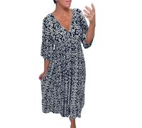 Sommerkleid Damen Knielang Elegant Boho Blumenkleid Sommerkleid Midi Strandkleider Kurz Sommer Tunika Kleider Leicht Knielang Blusenkleid Mode Freizeitkleider Tunikakleid Luftige Carmen Stufenkleid
