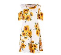 Sommerkleid Damen Knielang Geschenke für Frauen Ärmellos V-Ausschnitt Spitzen Brautjungfer Cocktailkleid Swing Stretchy Kleider Vintage Midikleid Partykleid Kurzarm V-Ausschnitt Kleider Blumen St