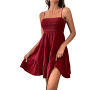 Sommerkleid Damen Kurz, Kleider Damen Sommer Lang, Sommerkleid Kurz Bandeau Minikleid Ärmellose Kleider Sommer Spaghettiträger Schulterfreie Kleid Elegant Freizeitkleid Mini Strandkleider Trägerkleid