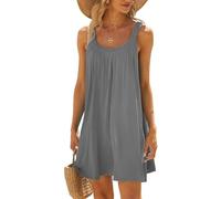 Sommerkleid Damen Kurz - Tank Trägerkleid Damen Minikleid - Ärmellos Tshirt Kleid Damen Bikini Cover Up Strandkleid Bedruckte Casual Urlaub Lockeres Kurze Sommerkleider Teenager Mädchen Mini Kleider