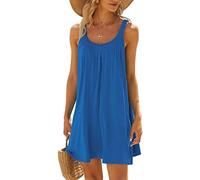 Sommerkleid Damen Kurz - Tank Trägerkleid Damen Minikleid - Ärmellos Tshirt Kleid Damen Bikini Cover Up Strandkleid Bedruckte Casual Urlaub Lockeres Teenager Mädchen Mini Kleider Kurze Sommerkleider