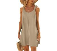 Sommerkleid Damen Kurz - Tank Trägerkleid Damen Minikleid - Ärmellos Tshirt Kleid Damen Bikini Cover Up Strandkleid Bedruckte Casual Urlaub Lockeres Kurze Sommerkleider Teenager Mädchen Mini Kleider