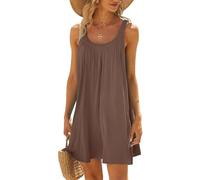 Sommerkleid Damen Kurz - Tank Trägerkleid Damen Minikleid - Ärmellos Tshirt Kleid Damen Bikini Cover Up Strandkleid Bedruckte Casual Urlaub Lockeres Kurze Sommerkleider Teenager Mädchen Mini Kleider