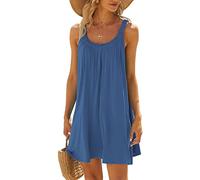 Sommerkleid Damen Kurz - Tank Trägerkleid Damen Minikleid - Ärmellos Tshirt Kleid Damen Bikini Cover Up Strandkleid Bedruckte Casual Urlaub Lockeres Kurze Sommerkleider Teenager Mädchen Mini Kleider