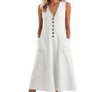 Sommerkleid Damen Kurzes Elegant Strandkleid Einfarbig Leicht Und Luftig Spaghettiträger A-Linie Minikleider,Sommerkleider GroßE GrößEn,Elegant-Retro