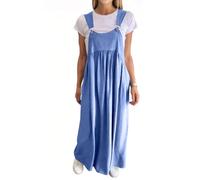 Sommerkleid Damen Lang A Linie Latzkleid Plissee Maxikleid Sommer Kleider Verstellbares Hosenträger Overallkleid Elegant Ärmellos Latzrock Oversize Sommerkleider Leicht Und Luftig Kleid Maxi