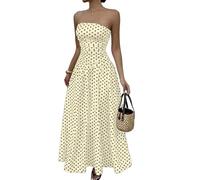 Sommerkleid Damen Lang Bandeau Kleid Damen Sommer Gepunktetes Kleider Curvy Off Shoulder Strandkleid A Linie Elegant Maxikleid Frauen Sexy Sommerkleider Leicht Und Luftig Partykleid