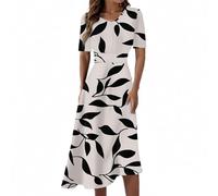 Sommerkleid Damen Lang Elegant Blumen Midikleid Damen Sommer Kurzarm Kleider V Ausschnitt Strandkleid A Linie Sommerkleider Frauen Leicht Und Luftig Blumenkleid Casual Damenkleider Elegante