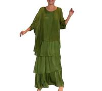 Sommerkleid Damen Lang Elegant Chiffon Maxikleider Damen Sommer Festlich Chiffonkleid A Linie Kleider Hochzeitsgast Sommerkleider Frauen Leicht Und Luftig Stufenkleid 3/4 Ärmel Damenkleider