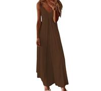 Sommerkleid Damen lang elegant Chiffon Sommerkleid Maxi Trägerkleid Leicht und Luftig Kleider Sommer Elegant Kleid Große Größen Strandkleid A-Line Sommerkleider Locker Swing grünes Kleid Damen