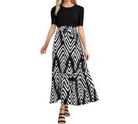 Sommerkleid Damen Lang Elegant Kleid,Sommerkleid Damen Lang Elegant Kleider Sommer Kurzarm/Ärmellos Kleid Große Größen Blumenkleid Festliche Boho Business Maxikleid Casual Sommerkleider Partykleider