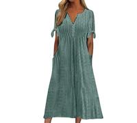 Sommerkleid Damen Lang Elegant Strandkleider Große Größen Sommerkleider Leicht Und Luftig Hohe Taille Damenkleider Freizeit Cocktailkleid Strandkleider,A01 Grün,XXL