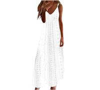 Sommerkleid Damen Lang Elegant, Trägerkleid Damen, Spaghettiträger-Kleid Maxi Kleider Große Größen Boho Kleid 90er Leicht Sommerkleider Sexy Strandkleid Luftig Musselin Einfarbig Maxikleid Rückenfrei