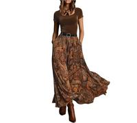 Sommerkleid Damen Lang Festliche Kleider Damen Sommer Boho Maxikleid Tailliert Kurzarm Abendkleider Elegant Für Hochzeit Vintage Kleid A Linie Swing Sommerkleider Leicht Und Luftig
