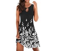 Sommerkleid Damen Lang GroßE GrößEn - Sommerkleider Damen Knielang Leichte Sommerkleid V-Ausschnit Swing Tank-Kleid Ärmellos Strandkleid Knielang Sexy Freizeitkleid Sommer Kleider