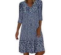 Sommerkleid Damen Lang Kurzarm Casual Kleider Sommerkleid Floral Party Kleid Elegant A-Linie Midikleid Sexy Kleider Schlank Maxikleid Damen Sommerkleid Kurz