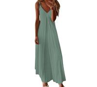 Sommerkleid Damen lang only Sommerkleid Maxi Trägerkleid Leicht und Luftig Kleider Sommer Elegant Kleid Große Größen Strandkleid A-Line Sommerkleider Locker Swing grünes Kleid Damen elfe