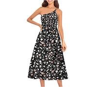 Sommerkleid Damen Lang Sale Angebote A Linie Neckholder Elegant Spitzen Sommerkleid meine bestellungen anzeigen Mode One Shoulder Ruched Bodycon Kleid Abendkleid Locker Hemdkleid Knielang Lässig