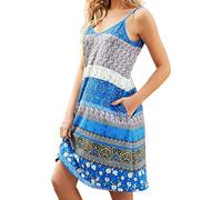 Sommerkleid Damen Lang T-Shirt Kleid Sommer,Strandkleid Damen Große Größen Freizeitkleid Shirtkleid Vintage Party Strandkleid Boho Kleider V-Ausschnitt Knopfleiste Kleider Brautjungfernkleid