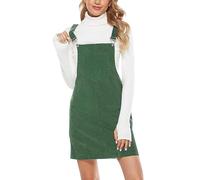 Sommerkleid Damen Latzrock Quadratischer Ausschnitt Taschen Cord Latzkleid Overallkleid Freizeitkleider Corduroy Mini Dress A Linie Kleid Ärmellos T-Shirt Strandkleid (GN2-A, L)