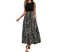 Sommerkleid Damen Leicht Elegante,Sommerkleid Damen Lang Elegant Kleider Sommer Kurzarm/Ärmellos Kleid Große Größen Blumenkleid Festliche Boho Business Maxikleid Casual Sommerkleider Partykleider