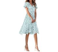 Sommerkleid Damen Leicht Italienische Mode Bohemian Kleid Blumen Schöne Dresses for Women A-Linien Boho Kleider Luftiges Strandtunika Ibiza Style Hängerchen Böhmisches Sommerkleider Freizeit