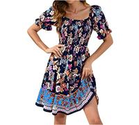 Sommerkleid Damen Leicht Meine Bestellungen Anzeigen Blumen Knielang Kleid mit Gürtel Partykleid Abendkleid Lange Kleid Ärmellos Spitze V-Ausschnitt Boho Sommerkleid meine bestellungen anzeigen K