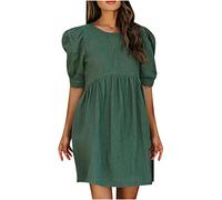 Sommerkleid Damen Leicht Meine Bestellungen Anzeigen Langarm A-Linie Wickelkleid Herbst Tunika Minikleid mit Gürtel Sommer Casual Kurzarm Rundhals Kleid Swing Kleider Knielang meine bestellungen