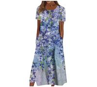 Sommerkleid Damen Leicht Und Luftig Geblümt Strandkleid Damen Lang Schick Schöne A Linien Kleid Böhmisches Leichte Sommerkleider Casual Strand Tunika Partykleid Maxikleid Elegant Blumenkleid