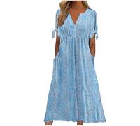 Sommerkleid Damen leicht und luftig Strandkleid Damen Kleid Sommer Damenkleider Elegantes Frauenkleid Cartoon Lange Maxi Kleid A Linien Tunikakleid Tshirtkleid Sommer kurz