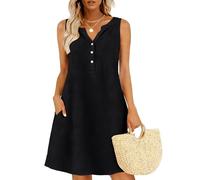 Sommerkleid Damen Leicht, Weisses Kleid Sommer, Leinen In Unifarbe Ärmellos Mit Falten Leinen-Baumwoll Umstandsmode Strickkleid Kleider Damen Kleid Tunika Maxikleid Sommerkleid Lang Leicht S-5XL