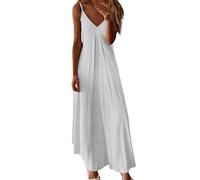 Sommerkleid Damen maxikleid Viskose Sommerkleid Maxi Trägerkleid Leicht und Luftig Kleider Sommer Elegant Kleid Große Größen Strandkleid A-Line Sommerkleider Locker Swing Kleid sexy elegant rot