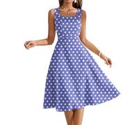 Sommerkleid Damen Midi Punkte Kleid Damen Sommer Retro Festliche Kleider Ärmellos A Linie Strandkleid Elegant Frauen Sommerkleider Leicht Und Luftig Midikleid Hohe Taille Damenkleider