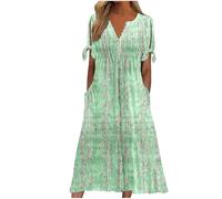 Sommerkleid Damen midi Strandkleid Damen Kleid Sommer Damenkleider Elegantes Frauenkleid Cartoon Lange Maxi Kleid A Linien Tunikakleid Tshirtkleid Curvy Sommerkleider