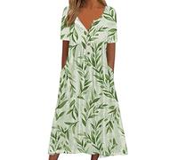 Sommerkleid Damen mit Blumen Kurzarm Curvy Große Größen Freizeitkleid Sommerkleid A Linie Festlich Maxi Elegant Maxikleid Boho Kleid Sexy Lang Schick Leicht Luftig Strandkleid Blusenkleid