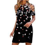Sommerkleid Damen Sale Angebote V-Ausschnitt Bodycon Kleid Revers Bleistiftkleid Elegant Sexy Schlitz Midikleid Cocktailkleid Partykleid mit Gürtel Kurzarm Rundhals Einfarbig Knielang Freizeitkl