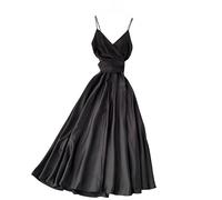 Sommerkleid Damen, Satinkleider, Elegante, Modische Kleider, A-Linien-Kleider, Ärmellos, Quadratischer Ausschnitt, Bindetaille Für Abendkleider, Cocktailparty, Formelle Hochzeit, Sommerkleider, Sc