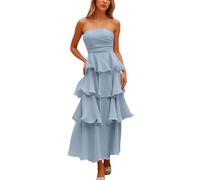 Sommerkleid Damen Sexy Elegant Schulterfreies Rüschenkleid Im Maxi-Format Mit Figurbetontem Rücken Und Fließendem Rock Für Den Sommer