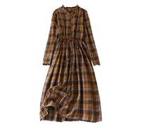 Sommerkleid Damen Sexy Figurbetontes Kleid Baumwoll Strandkleid Strandkleid A-Linie Kleid Damen Vintage Kariertes Baumwollkleid Elegant Leinenkleider Freizeitkleider Leinen Baumwolle Kleid