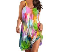 Sommerkleid Damen Sexy Strandkleider,Summer Hippie Kleidung,Fit and Flare Kleid Sommer,Weißes Wickelkleid,Kleid Damen Lang,Sommerkleider Rot,Kleid Gold