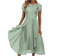 Sommerkleid Damen Strandkleid Knielang Kleid,Summer Hänger Kleider,Kleider Mit Halbarm,Kleider Für Kleine Mollige Frauen,Farbenfrohe Kleider,Sommerkleid Pastellfarben,Mode Für Große Frauen