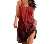 Sommerkleid Damen,Summer Luftiges Kleid,Etuikleid Rot,Festkleider,Kleid Geblümt Midi,Oranges Sommerkleid,Schlankmachende Festliche Kleider Große Größen