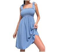 Sommerkleid Damen Swing Kleid Sommer Off Shoulder Slash Neck Skaterkleid Einfarbiges A-Linien-Kleid Trägerloses, kurzärmliges, knielanges Patchwork-Kleid Strandkleid Party Kleid