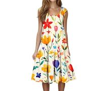 Sommerkleid Damen Trägerkleid Minikleid Elegant Festlich Für Party Cocktail und Strand 2026 Frühjahr und Sommer Neuer Rundhals Casual Eleganter Gedruckter Rock Partykleid Strandkleid