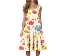 Sommerkleid Damen Trägerkleid Minikleid Elegant Festlich Für Party Cocktail und Strand 2026 Frühjahr und Sommer Neuer Rundhals Casual Eleganter Gedruckter Rock Partykleid Strandkleid