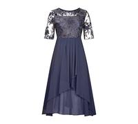 Sommerkleid Damen V-Ausschnitt - Abendkleid Lang Kleid Elegant Chiffon Spitze Swing Cocktailkleid Lässig Festliche Kleider für Hochzeitsgast Abendkleider Brautjungfernkleider Partykleid