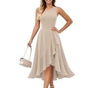 Sommerkleid Damen Vorne Kurz Hinten Lang Abendkleider Elegant Sommerkleider Leicht Luftig Midikleid Rüschen Partykleid Midi A Linie Festliche Kleid Elegante Ärmellos Kleider Frauen Schwingen
