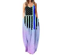 Sommerkleid Drucken Sommer Strand Korsett Kleid,Strandkleid Damen Große Größen Festlich Kleider Hochzeitsgast Maxikleid Abendkleider Off Shoulder Spaghettiträger Lange Kleider Abendkleider M